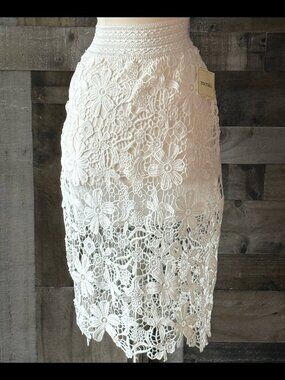 NWT! Meraki white skirt floral crochet festival boho hyper feminine cottagecore